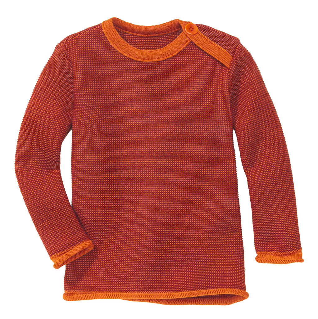Maglioncino mélange in lana merino bio 0-3 anni // orange-cassis